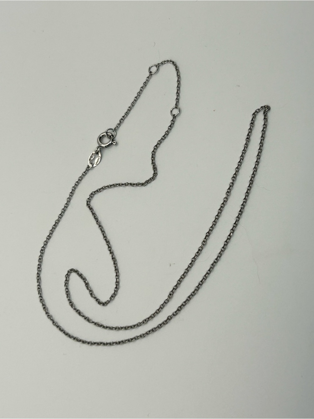 Sterling Silver Circle Link Chain Necklace 18" Dainty Lightweight Stamped 925 - Picture 7 of 9